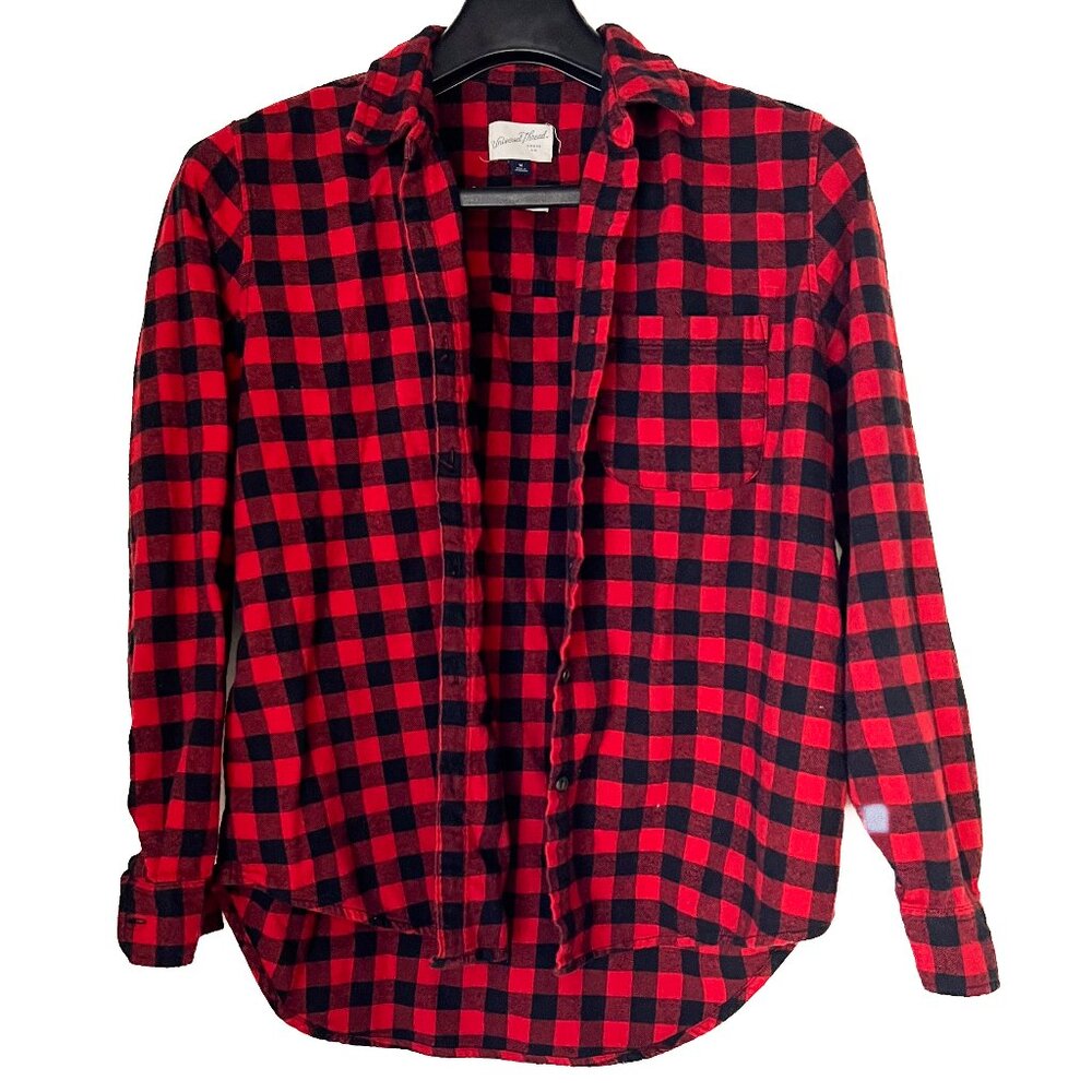 Universal Thread Long Sleeve Cabincore Red Black Buffalo Plaid ButtonDown L